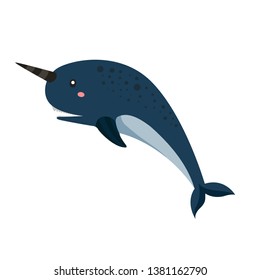 Illustrator of Narwhal fish cute