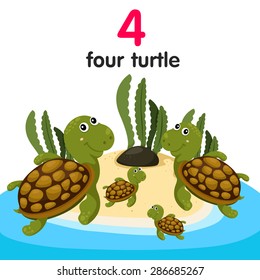 Illustrator of number four turtle