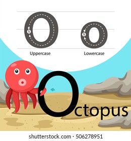 Illustrator of octopus with o font