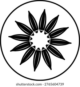 Illustrator Okra vegetable black simple circle flower Silhouette vector
