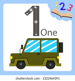 Illustrator of one number jeep car