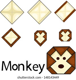 Illustrator Of Origami Monkey Face