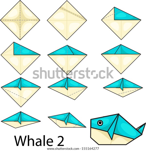 Illustrator Origami Whale 2 Stock Vector (Royalty Free) 155164277