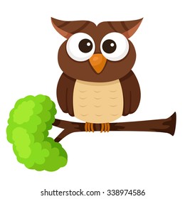 Illustrator of owl cute on tree