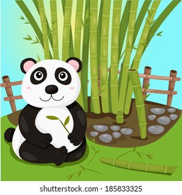 Illustrator of  panda with bamboo