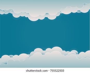illustrator paper art clouds sky and copy space for text
