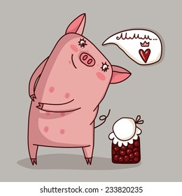 Illustrator of pig cute vector
