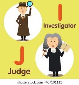 Illustrator of professional character investigator and judge