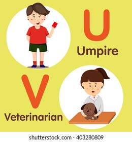 Illustrator of professional character umpire and veterinarian