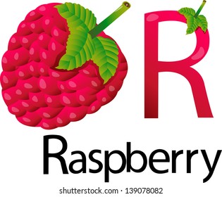 illustrator r font with raspberry