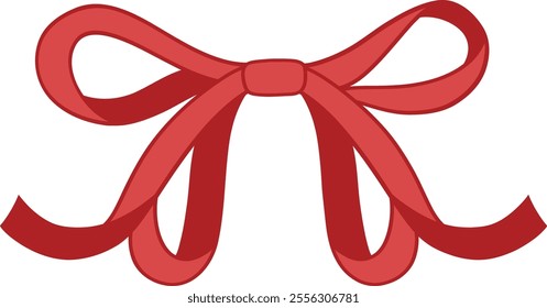 Illustrator of red bow hand drawn.