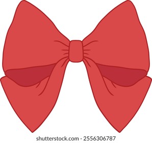 Illustrator of red bow hand drawn.