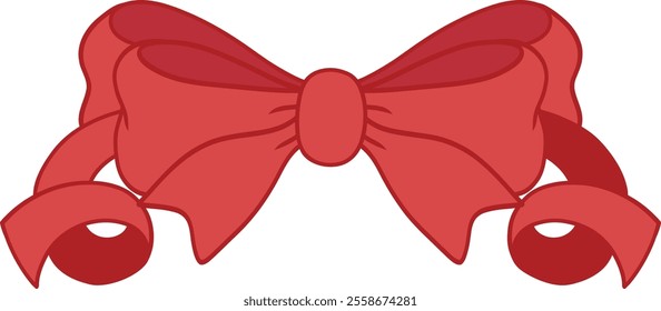 Illustrator of red bow hand drawn.