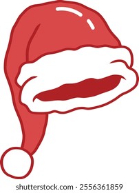 Illustrator of Red Santa Claus Hat Hand drawn.