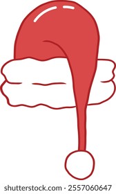Illustrator of Red Santa Claus Hat Hand drawn.