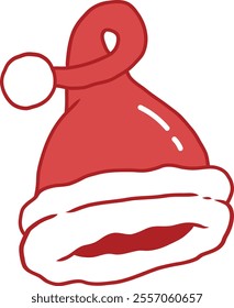 Illustrator of Red Santa Claus Hat Hand drawn.