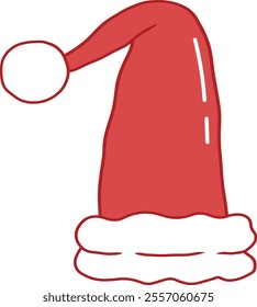 Illustrator of Red Santa Claus Hat Hand drawn.