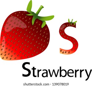 Illustrator s font with strawberry