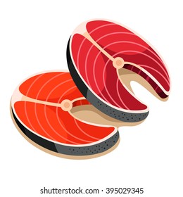Illustrator of Salmon fish pieces