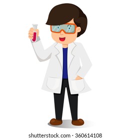 Scientist Chemist Laboratory White Robe Pours Stock Vector (Royalty ...