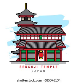 Illustrator of Sensoji Temple. Vector Illustration