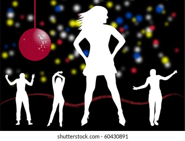 illustrator of several people dancing in a disco