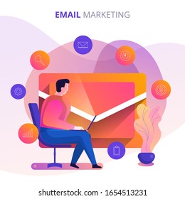 Illustrator technology concept email. Design style gradient color. Vector illustrate.