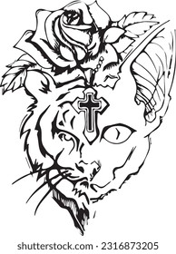 ilustrador del tatuaje del tigre y la esfinx
