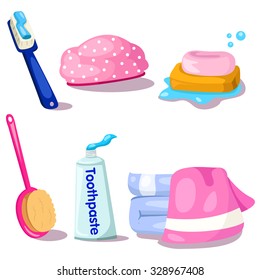 Illustrator of  towel and bathroom set