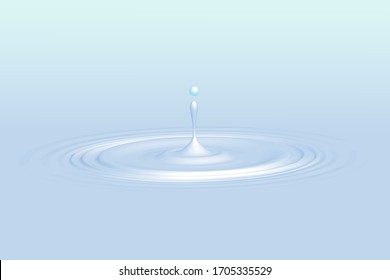 Illustrator Vector Of 3D Water Drop Splash And Wave On Surface