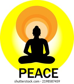 Illustrator-Vektorkunst mit einfachen Farben, Meditation buddhistischer Hintergrund