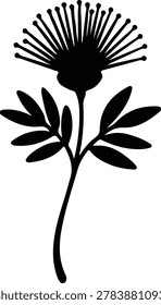Illustrator Vector Beautiful bottle brush flower plant drawing silhouette