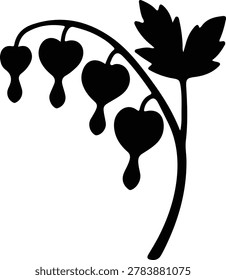 Illustrator Vector Bleeding Heart flower with leaf silhouette
