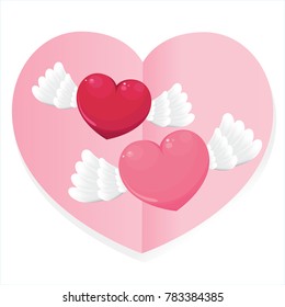 Illustrator vector card of heart with wings.