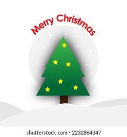 Illustrator vector of Christmas tree decorate with star with text merry christman