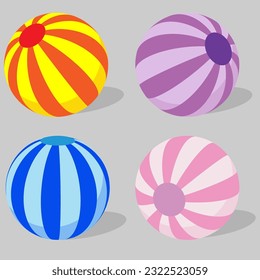 illustrator vector of collection colorful beachball in different angle.