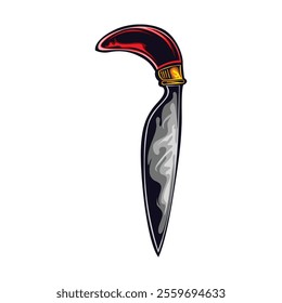 illustrator vector design of traditional badik weapons, Makassar, South Sulawesi, Indonesia