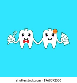 Illustrator vector graphic of cute healty dental . suitable to describe education, mascot logo, children's book cover, kids , toys ,etc.