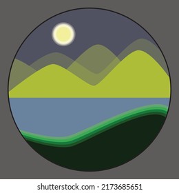 illustrator vector graphics of beach overlooking mountains