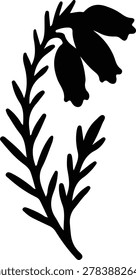 Illustrator Vector Heather plant branch with leaves floral silhouette