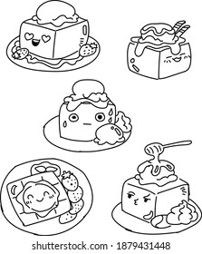Vector ilustrador de tostadas de miel, tiempo de descanso.