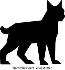 Illustrator Vector Lynx wild cat stands in profile side view silhouette