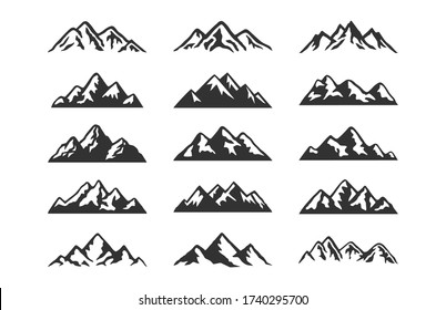 Illustrator vector of mountain silhouette clip-art collection set