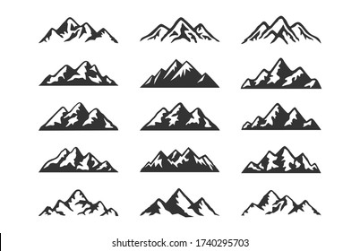 Illustrator vector of mountain silhouette clip-art collection set