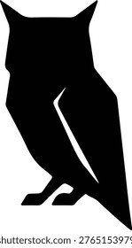 Illustrator Vector Owl bird simple geometric black and white silhouette