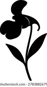 Illustrator Vector Paphiopedilum or lady slipper orchid flower botanical silhouette