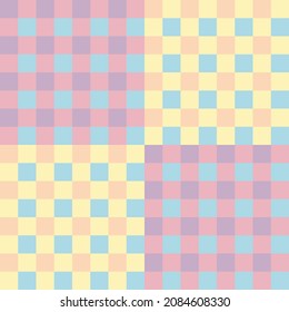 Illustrator vector of seamless wallpaper of pastel strip line cross with difference shade , a little square in a row between with another color