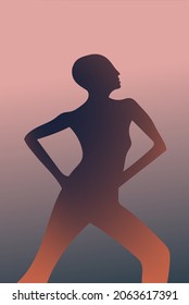 Silueta vectorial ilustradora de mujer segura de figura