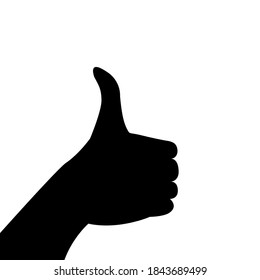 Illustrator vector of silhouette hand with showing one thumb, ok symbol, good symbol
