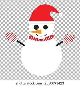 Muñeco de nieve del Vector del ilustrador con el sombrero y los guantes convenientes para celebrar Navidades